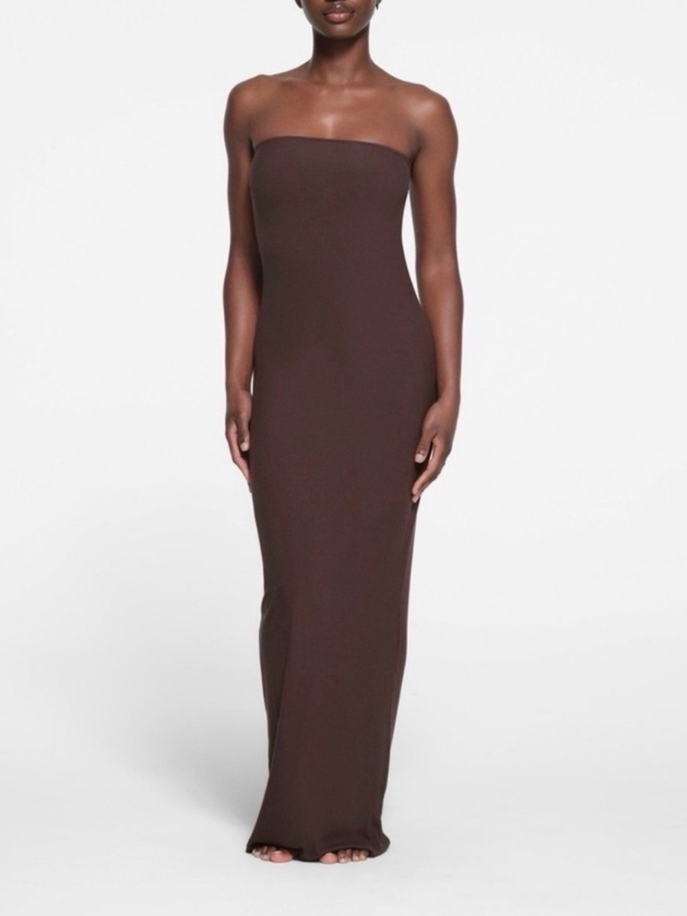 SKIMS Strapless Chocolate Brown Maxi Dress